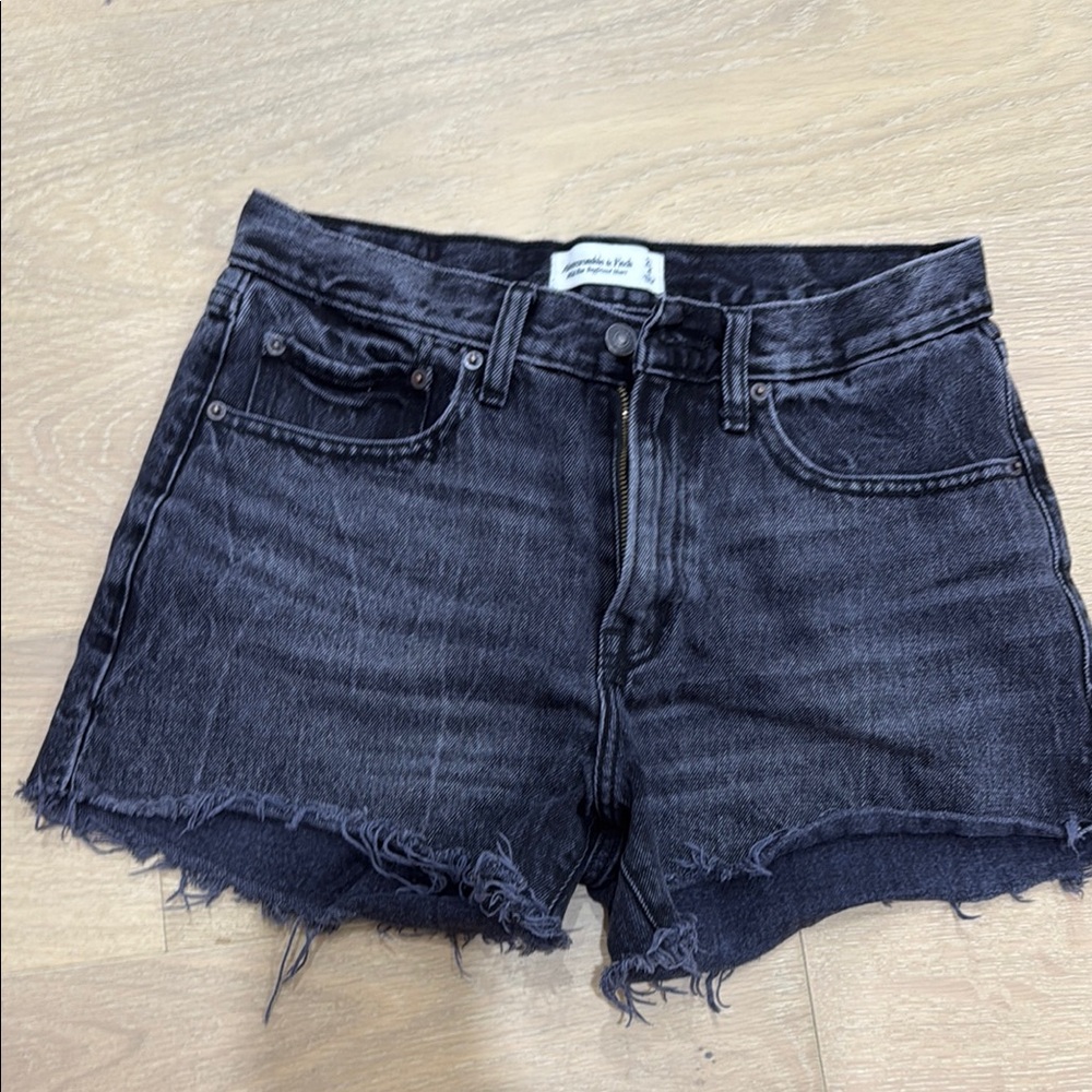 Abercrombie and Fitch Black Jean Shorts Frayed Hem Casual